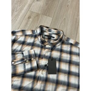 John Varvatos Men  Plaid Long-Sleeve Ross Slim Fit Sport Shirt Size M